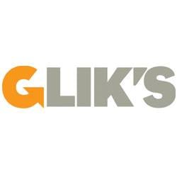 The Glik's logo features the word "GLIK'S" in bold, uppercase letters. The orange "G" stands out against the gray letters, all set on a clean white background.