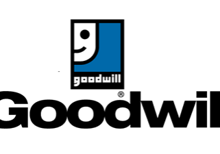 Goodwill logo featuring a stylized smiling face in black and white within a blue square, with the word "goodwill" underneath, representing Goodwill Industries International, Inc.