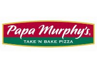 Papa Murphy's logo showcases its name in bold white cursive on a red background, with "Take 'N' Bake Pizza" in white capitals below on green, all bordered by yellow for a fresh and inviting look.